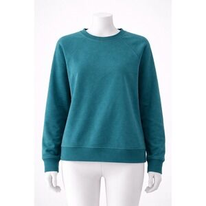 Time and Tru Womens Raglan Sleeve Sweatshirt Teal Green Crewneck Pullover M 8-10